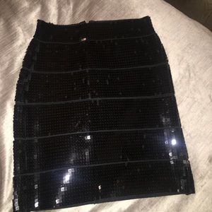 BCBG black sequin skirt
